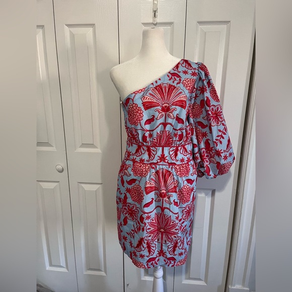 Cara Cara Danielle Dress Cherry One Shoulder Size 6 - Picture 2 of 4